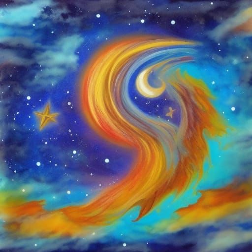 Celestial Liquid Art: Sun, Moon, and Stars