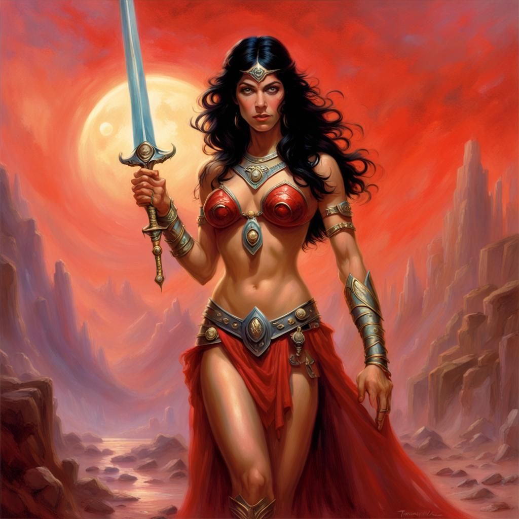 Dejah Thoris on Mars in Ethereal Fantasy Style