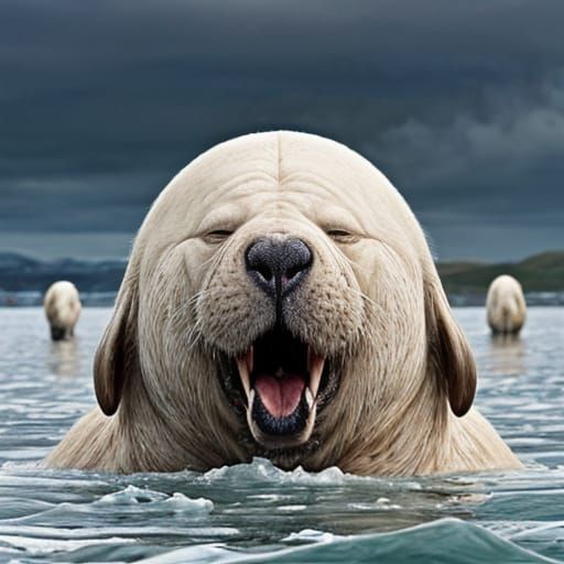 Walruses Climb Ice Floes with Ivory Tusks