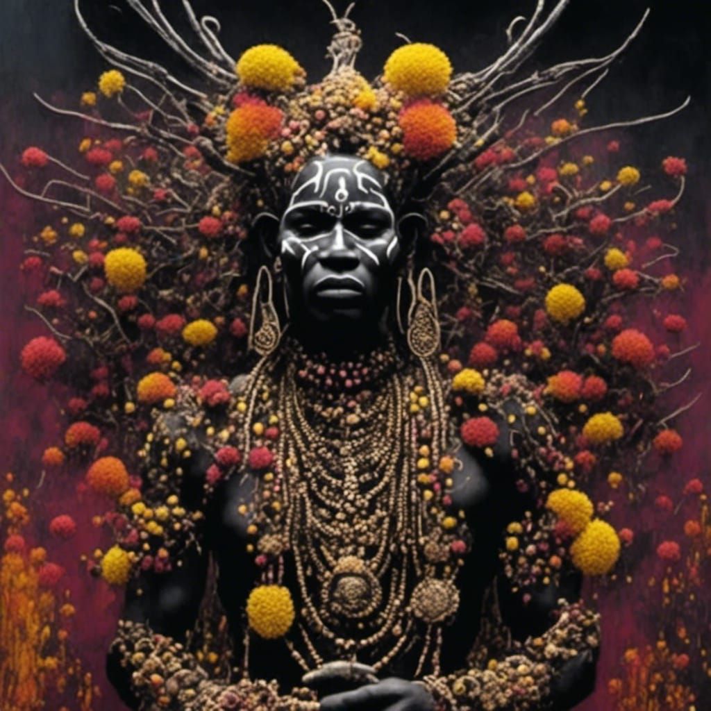 African Witch Doctor in Graffiti Doom Style