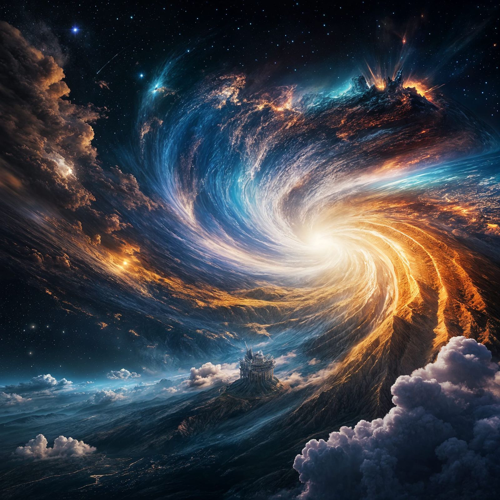 God Creates Universe in Vibrant Digital Painting