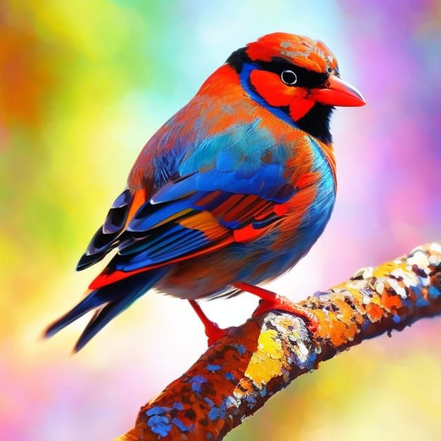 Expressionist Bird Painting with Textured Impasto Acrylics