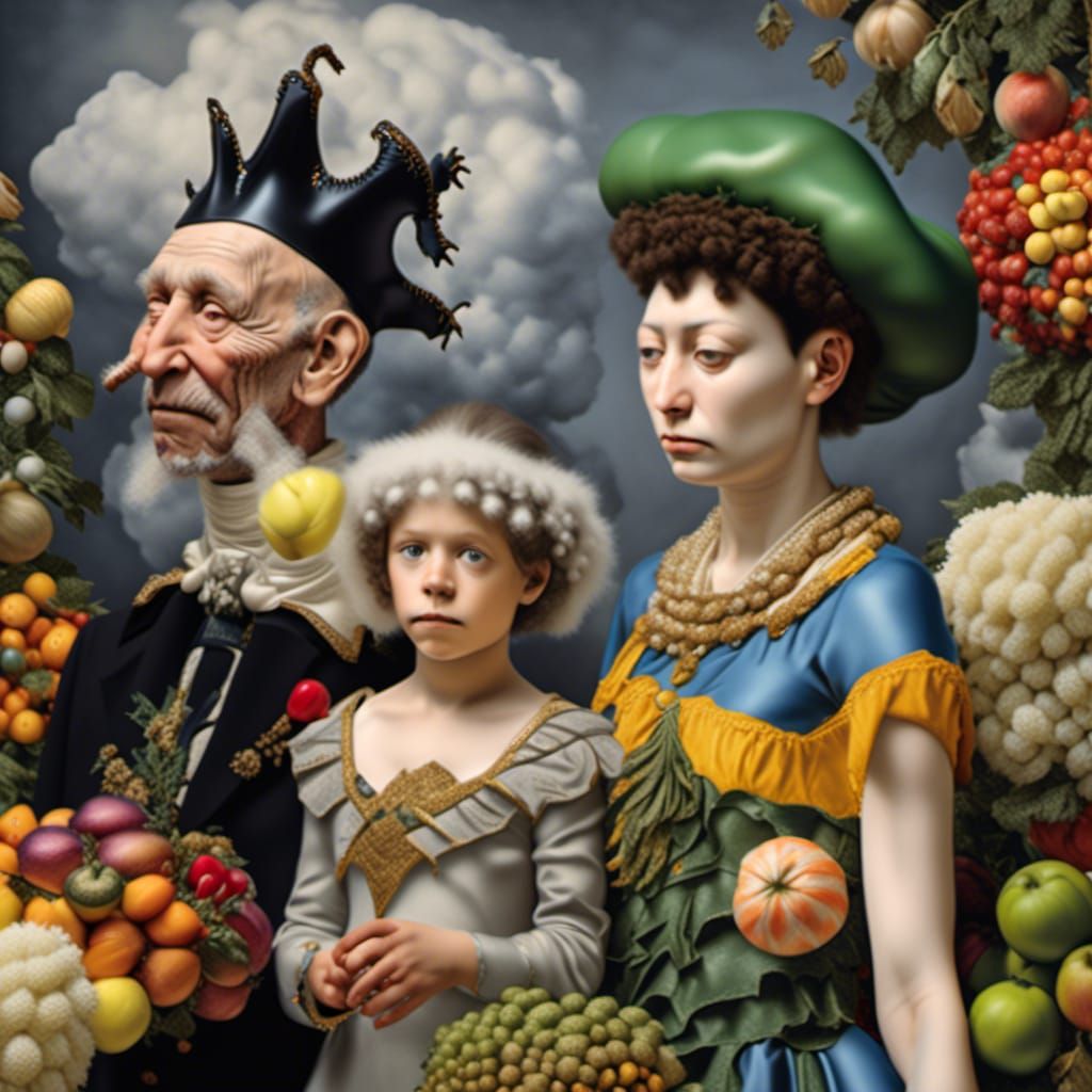 Hyperrealistic Family Dinner in Magical Realism Style