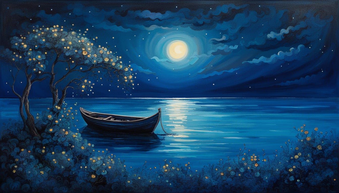 The Silent Nights by the Azure Ocean