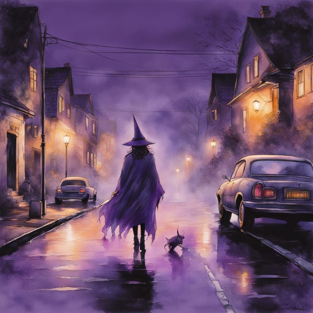 Witch Emerges from Twilight Mist