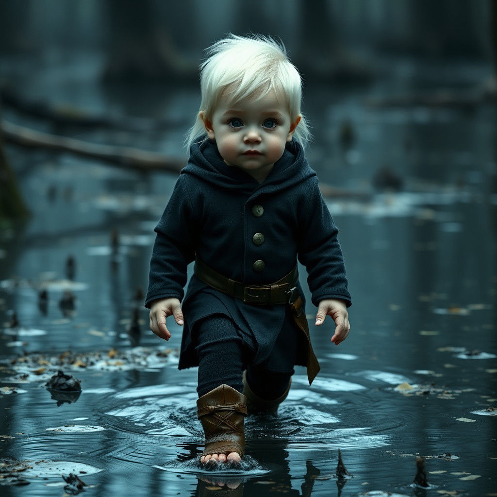 Baby Geralt Walks Through Eerie Swamp
