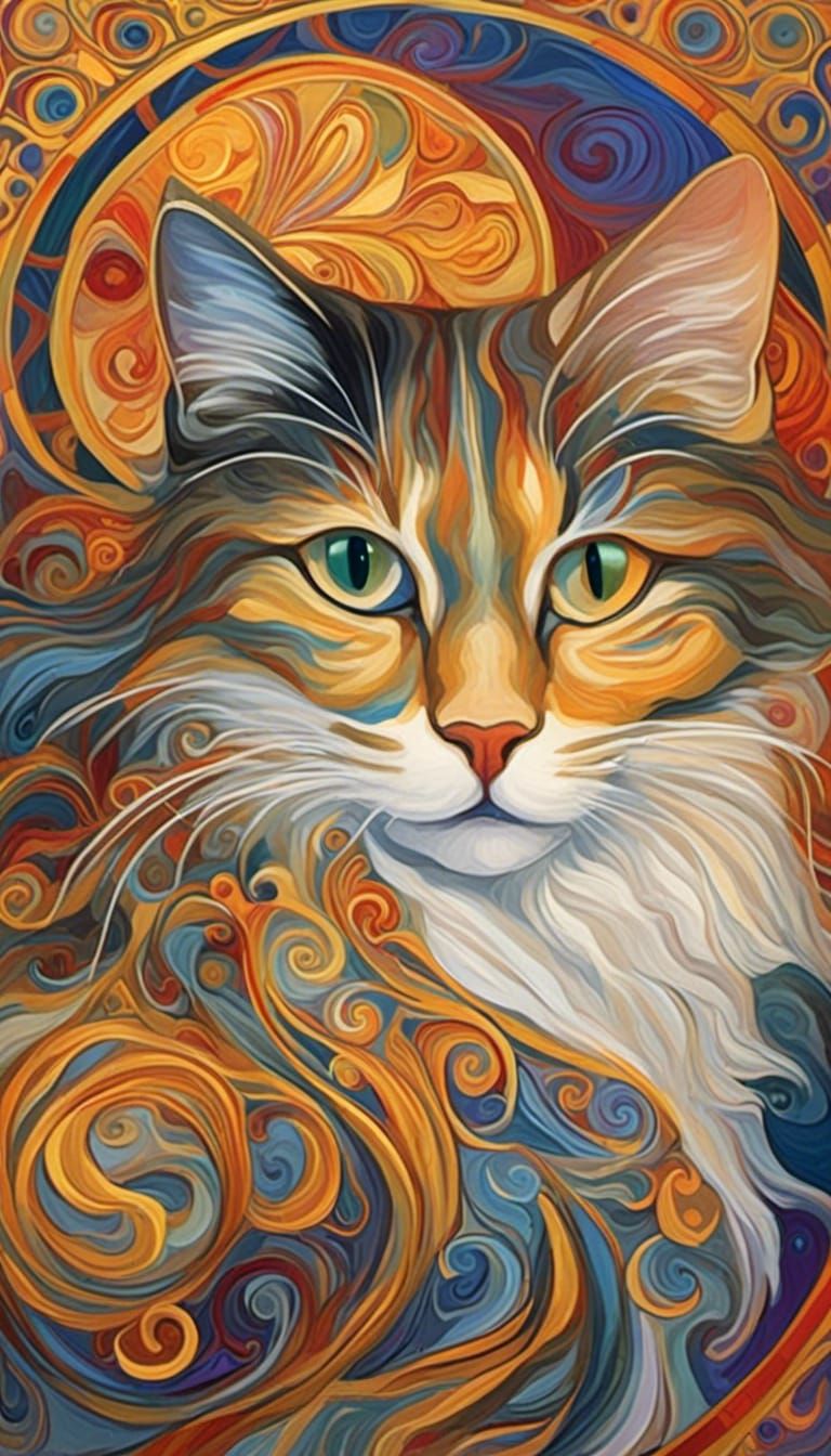 <lora:Bethany Klor:1.0> A sleeping cat surrounded by a vibra...