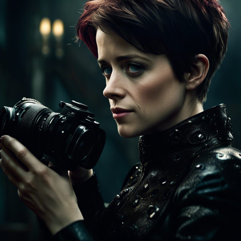 Woman with Camera: Detailed Fantasy Concept Art