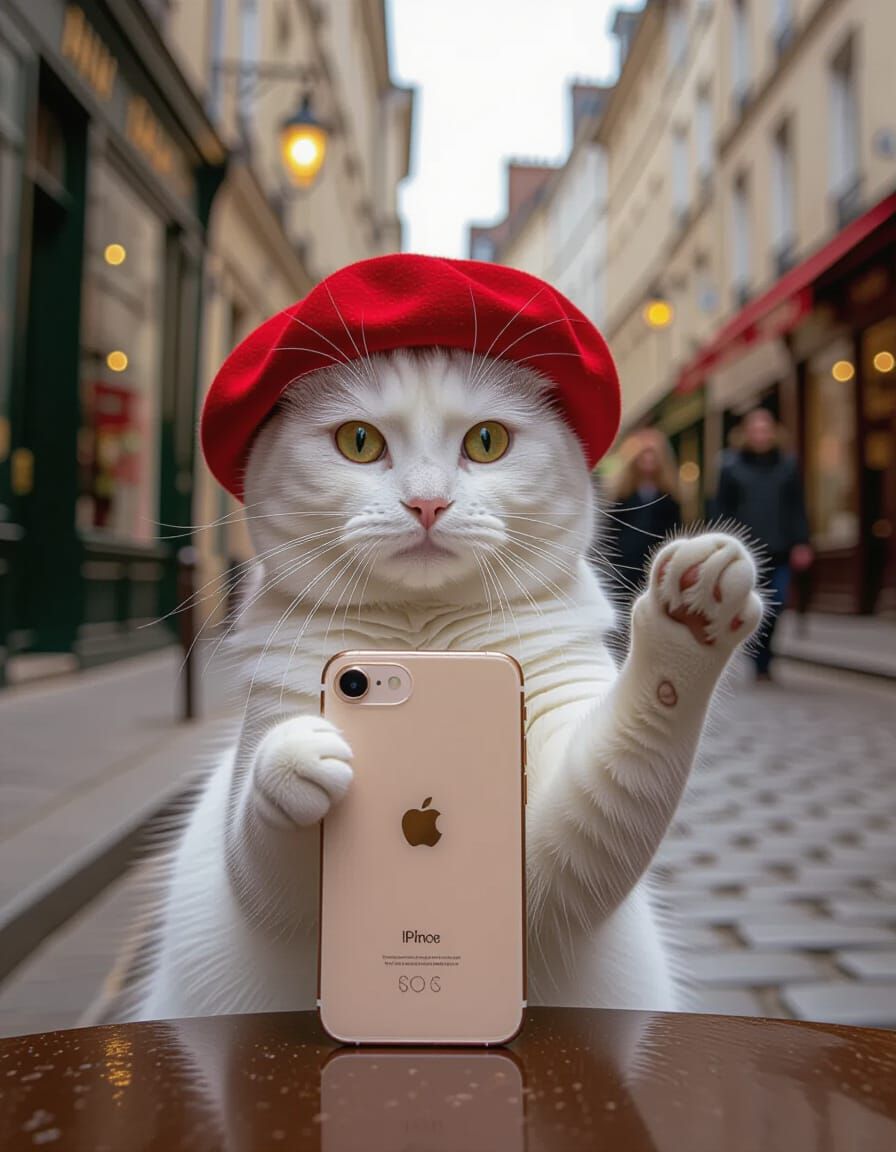Photorealistic Cat Selfie in 17th Century Paris