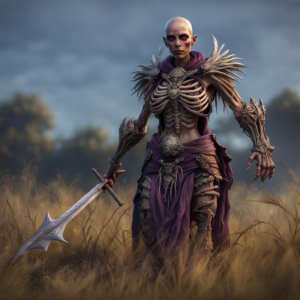 Undead Female Warrior in Dark Fantasy Style