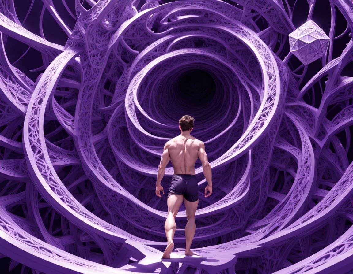 Intricate Labyrinth Scene in Fractal Expressionism