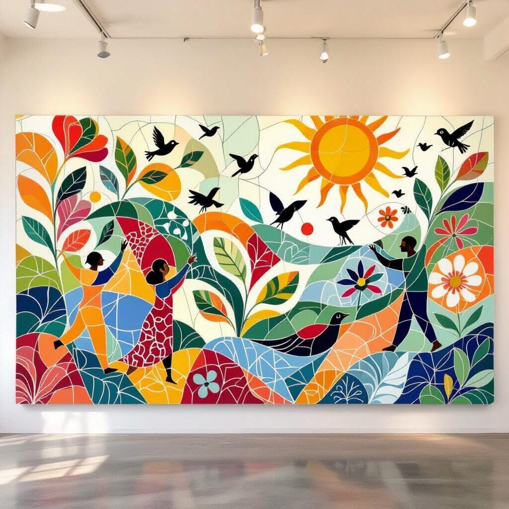 Abstract Ceramic Mosaic Mural "Ciclo do Cuidar"