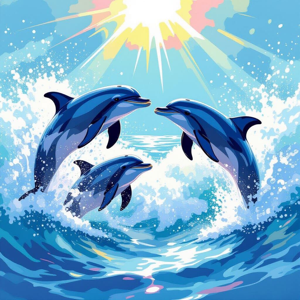 Dolphins in Swimsuits: Airbrush-Style Ocean Art