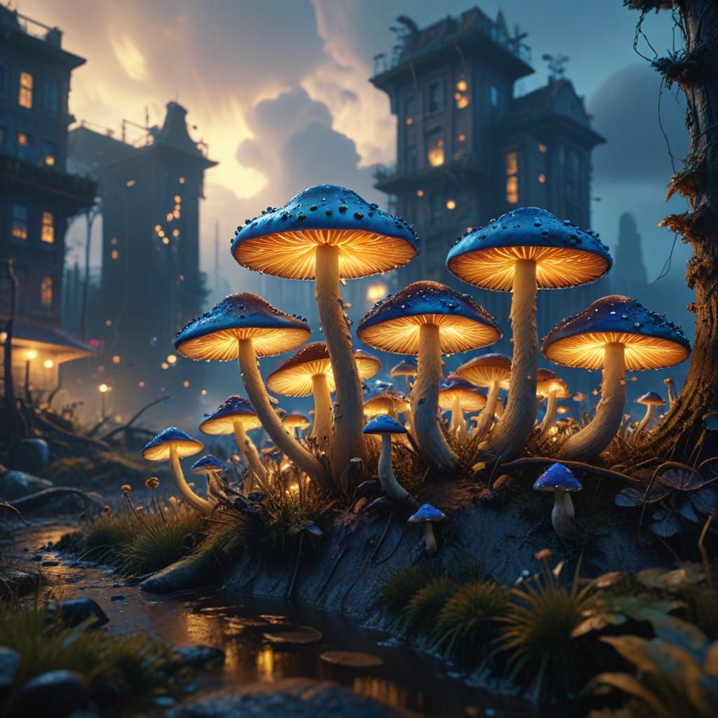 Mushroom City: A Bioluminescent Metropolis