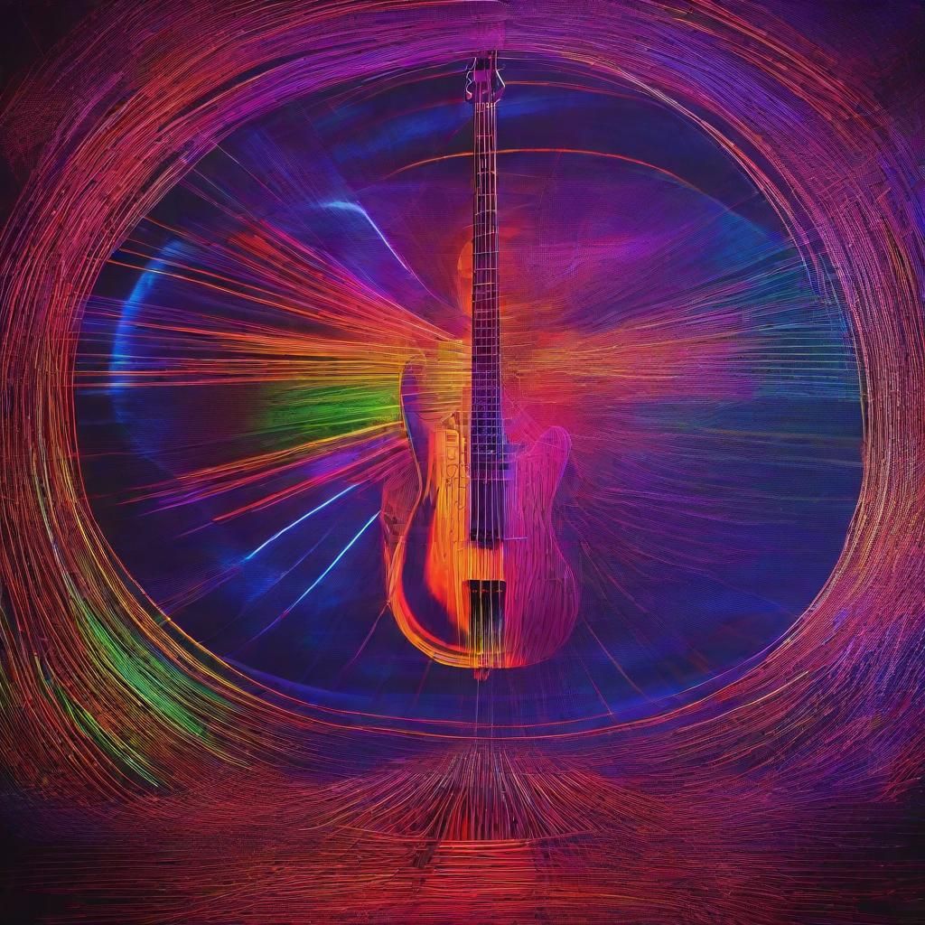 Funky Bassist Live Show with Lasers in Abstract Art