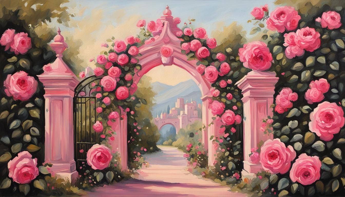 Pink Rose Arch Painting