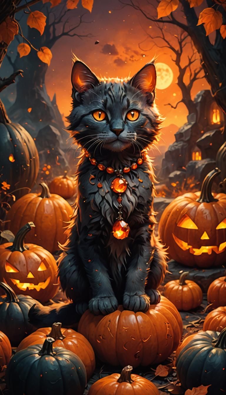 Magma Kitten Portrait in Fantasy World