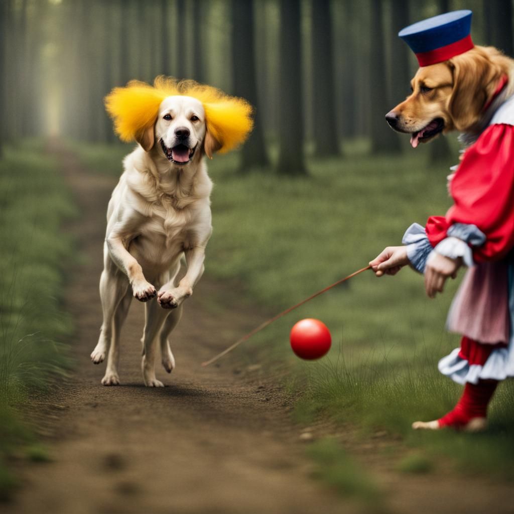 Dog Clowns in Classical Photography Style