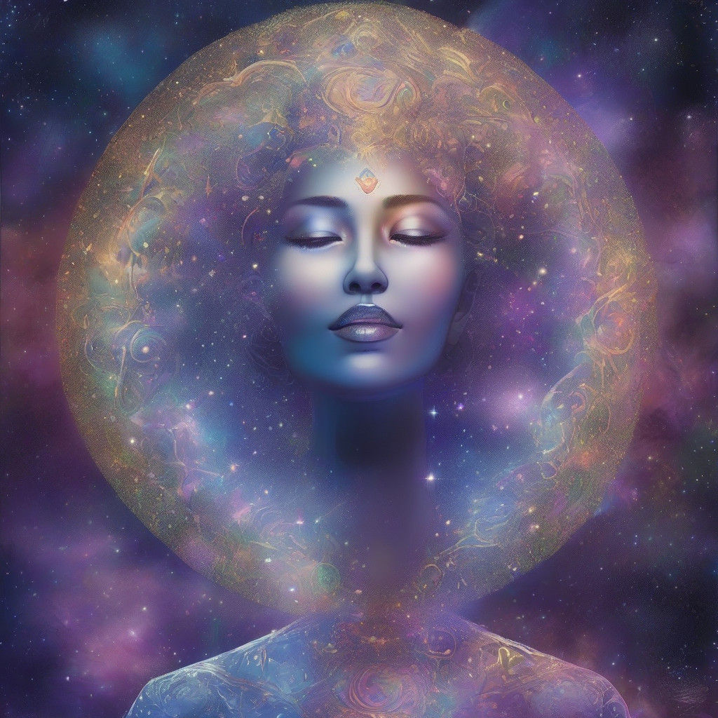 Cosmic Moon Goddess in Vibrant Dreamscapes