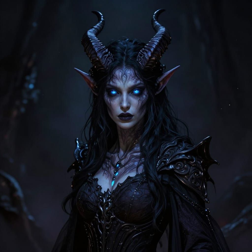 Eldritch Tiefling Sorceress of Cosmic Horror