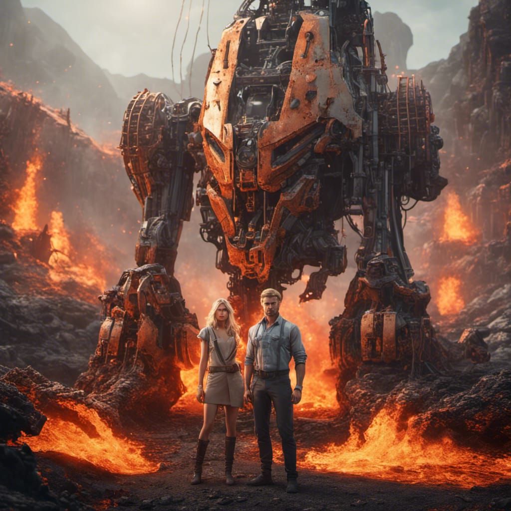 Fantasy Archeologist at Mining Rig, Sci-Fi Art