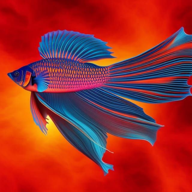 Fractal Betta Fish Art Deco Oil Painting