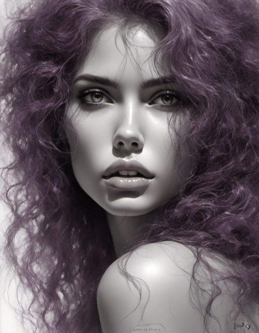 Radiant Plum Hair Portrait by Jose Royo