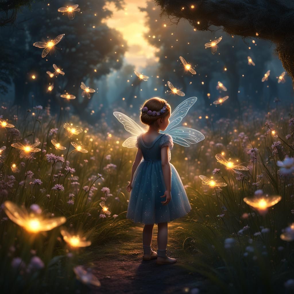 Fairy Princess in Firefly Meadow: Fantasy Concept Art