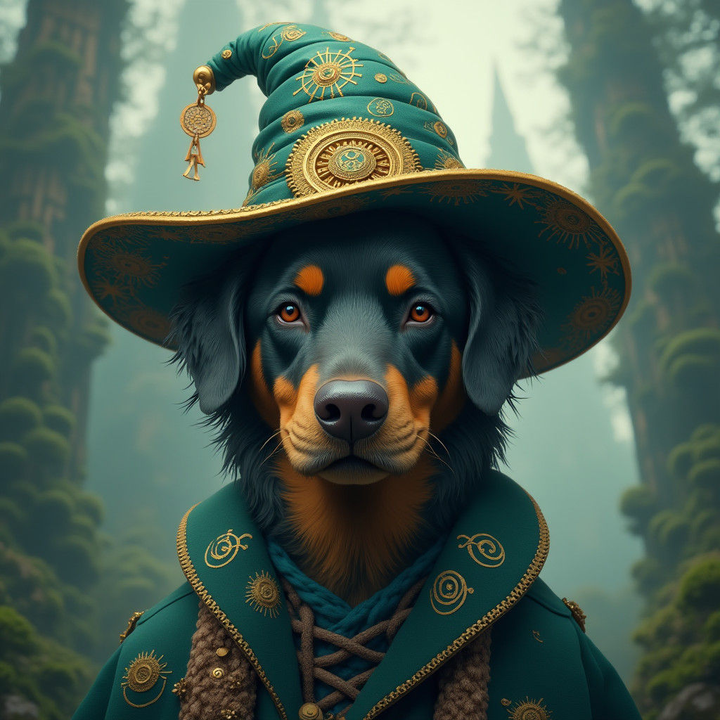 Dog in Regal Hat: Fantasy Matte Painting