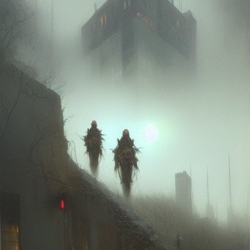 Eerie Ghostly Apparitions in Oil Painting Style