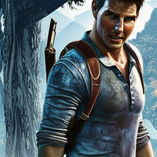 Hyperrealistic Tom Cruise as Nathan Drake Poster