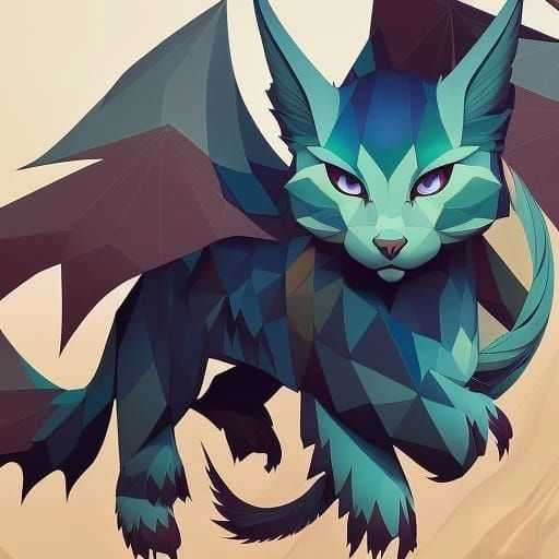 Geometric Dragon Portrait in Geometric Art Style