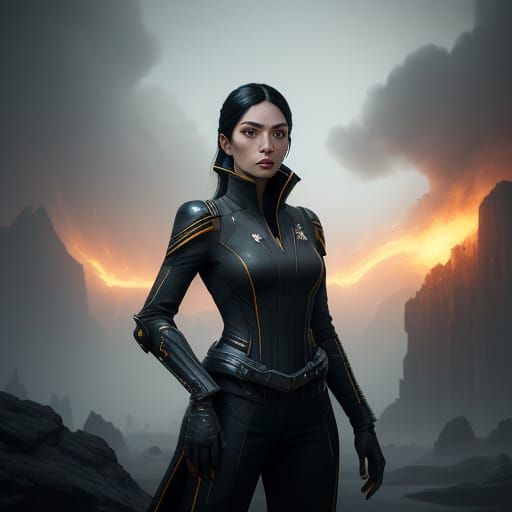 Ethereal Starfleet Officer Stands Firm Against Alien Landsca...