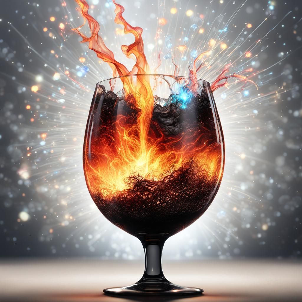 Volcanic Wine Glass Eruption in Hyper-Realistic Digital Art
