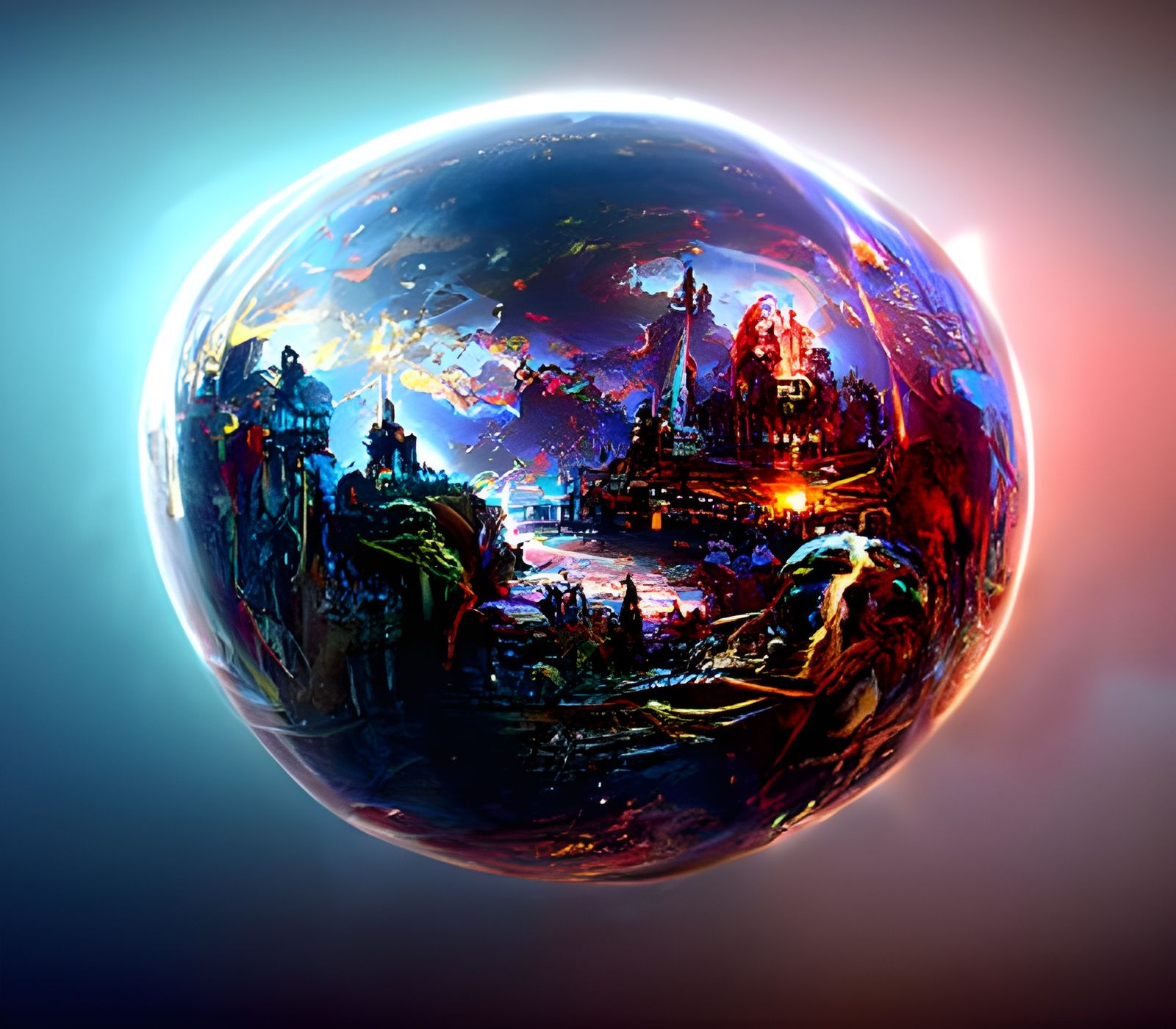 Terrifying Multiverse Painting of a Transcended Cityscape