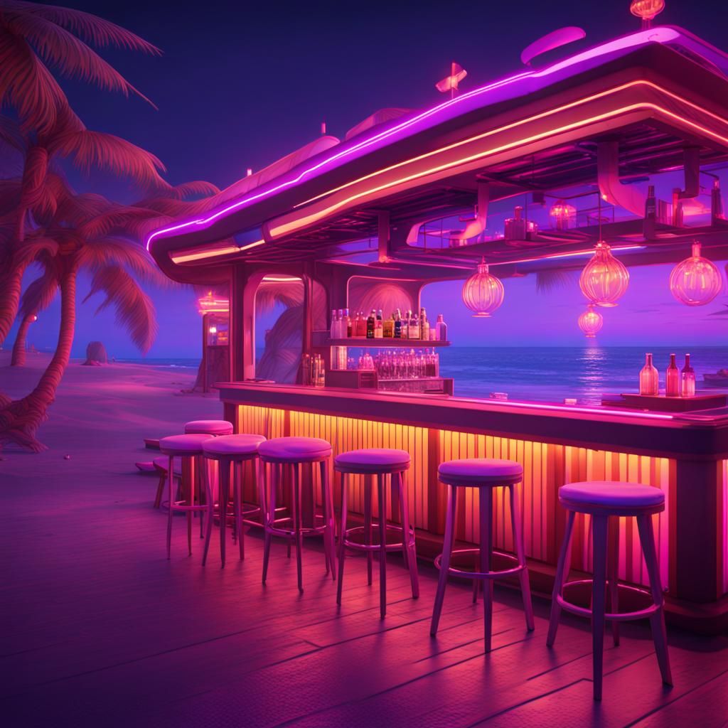 Beachfront Bar in Neon
