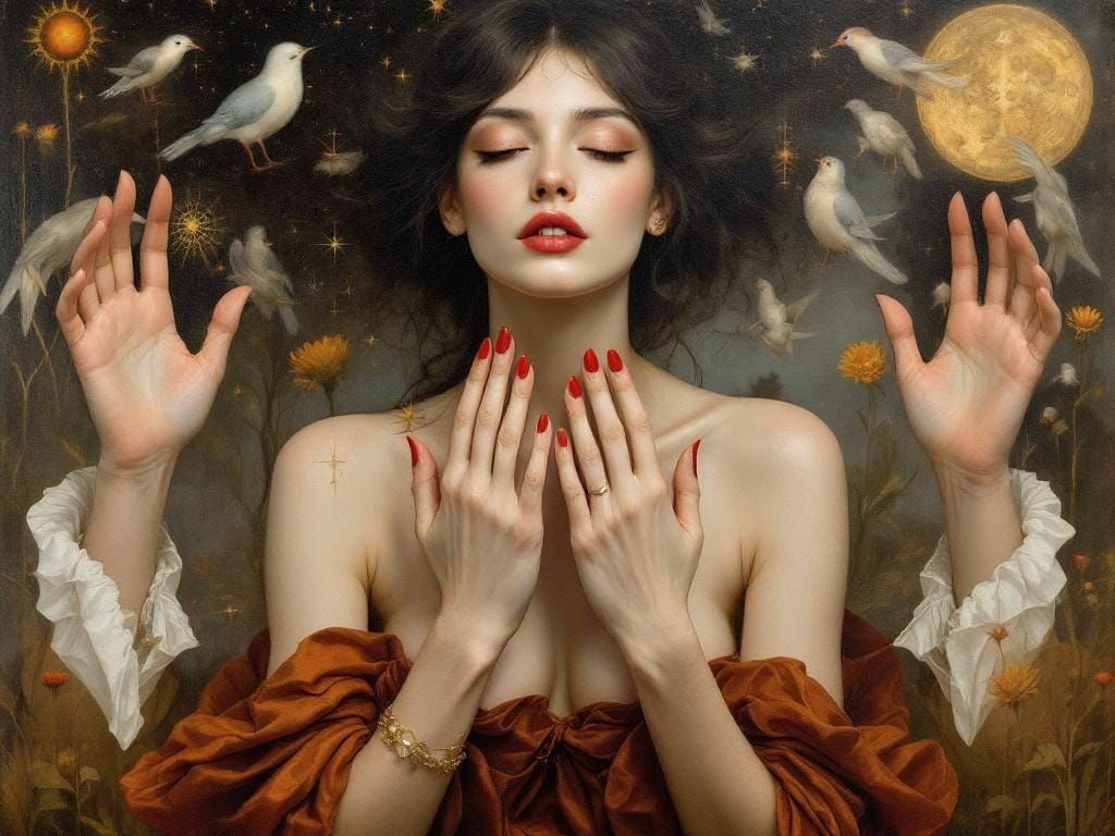 Elegant Woman in an Airbrushed Oil Painting