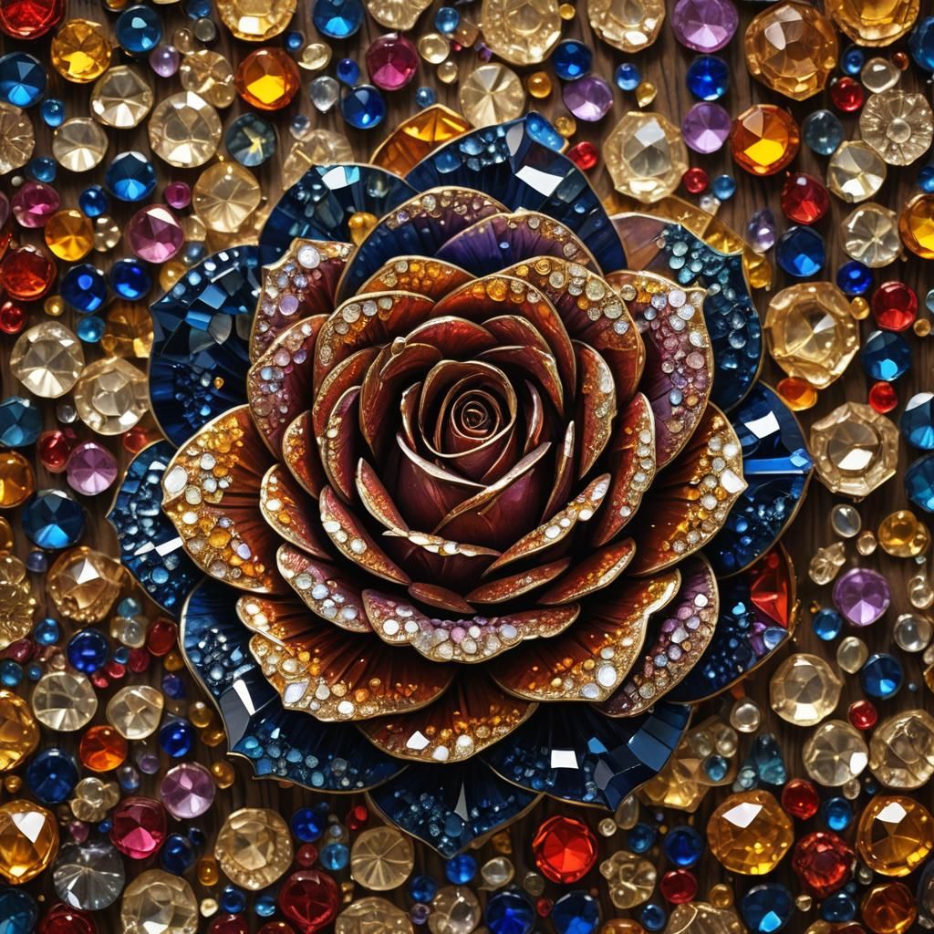 Jeweled Rose in Crystal Art Style