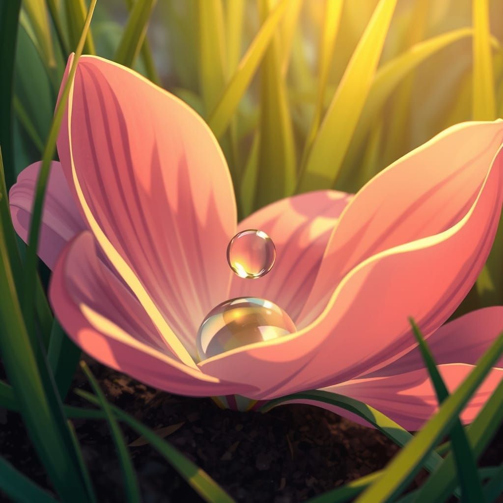 Delicate Flower Basks in Warm Sunlight