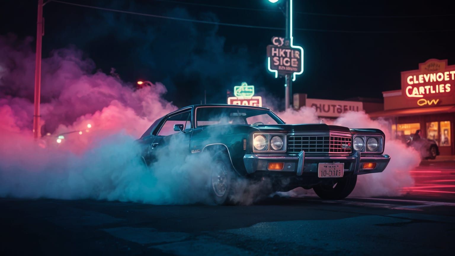 Retro Nighttime Drag Racing in a Small Town