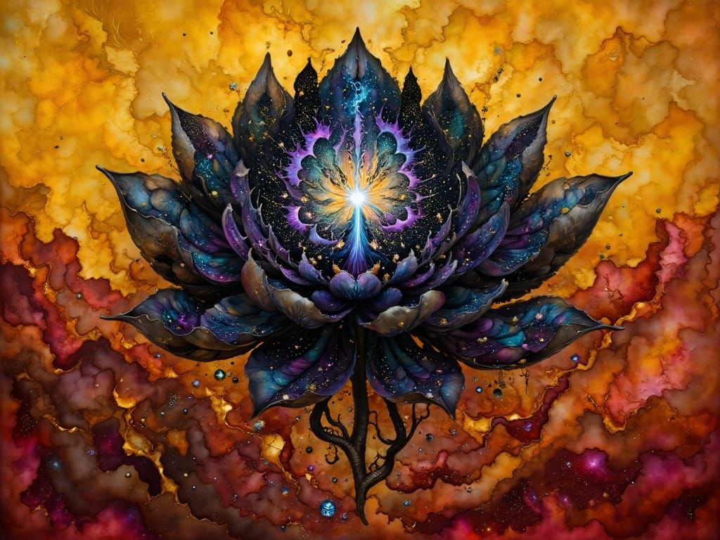 Surreal Cosmic Lotus Flower in Fever Dream Aesthetic