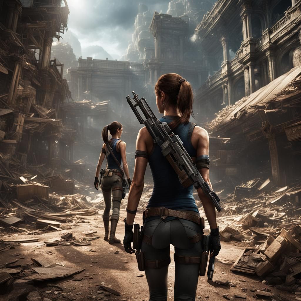 Lara Croft and Jill Valentine: Digital Matte Painting