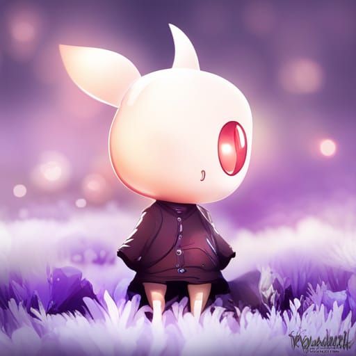 Chibi Duck in Bioluminescent Enchanted Garden