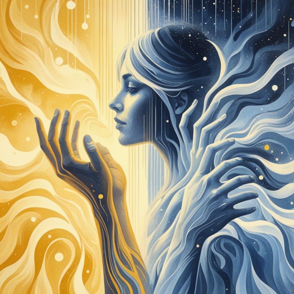 Abstract Digital Art: Woman's Hands Intertwined