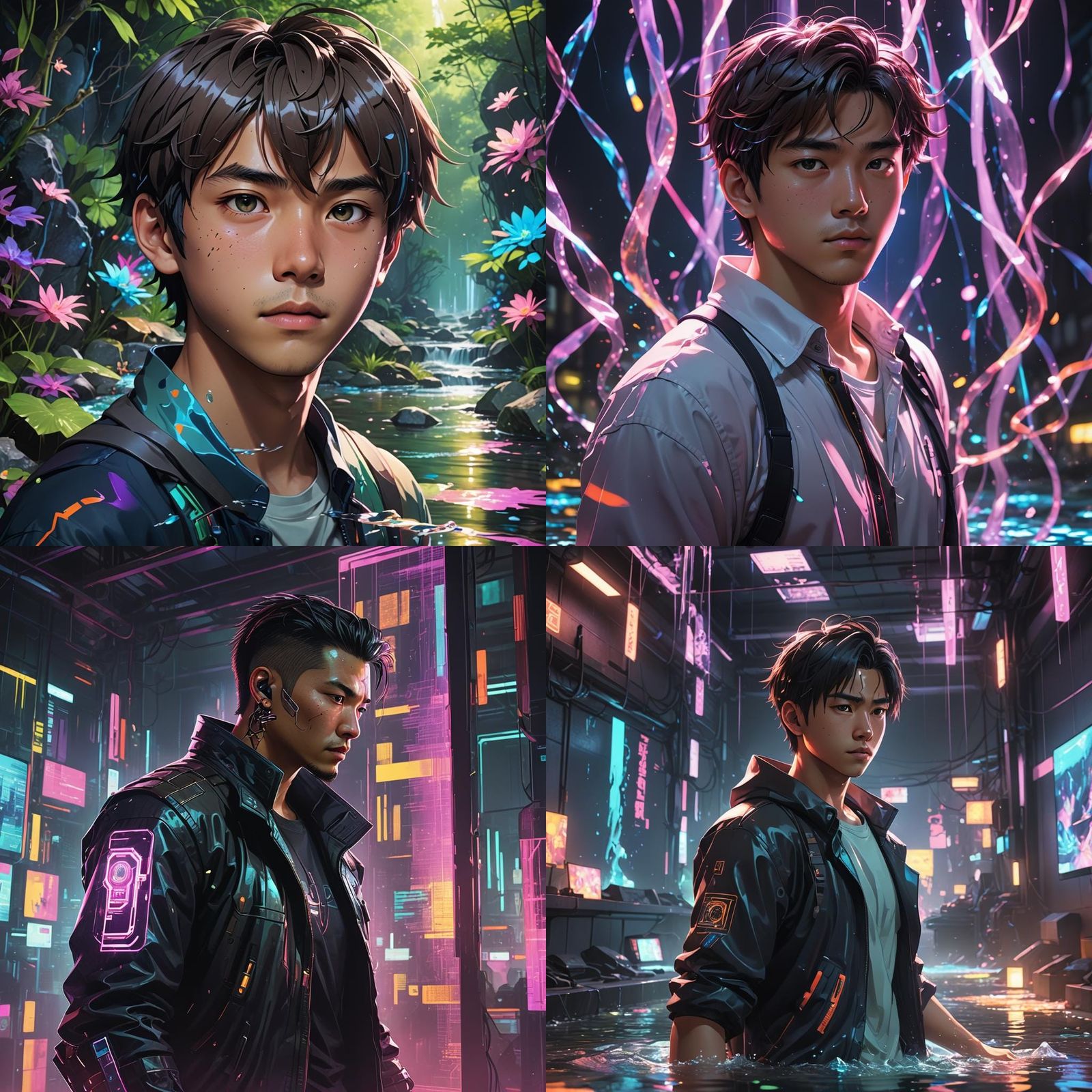 Filipino Streamer in RGB Anime Room: 3D Render