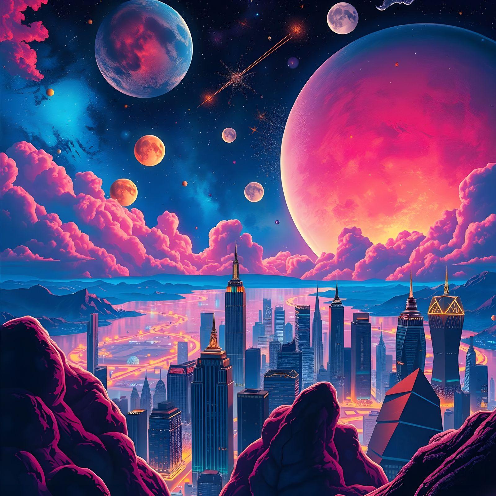 Neon Cosmic Dreamscape