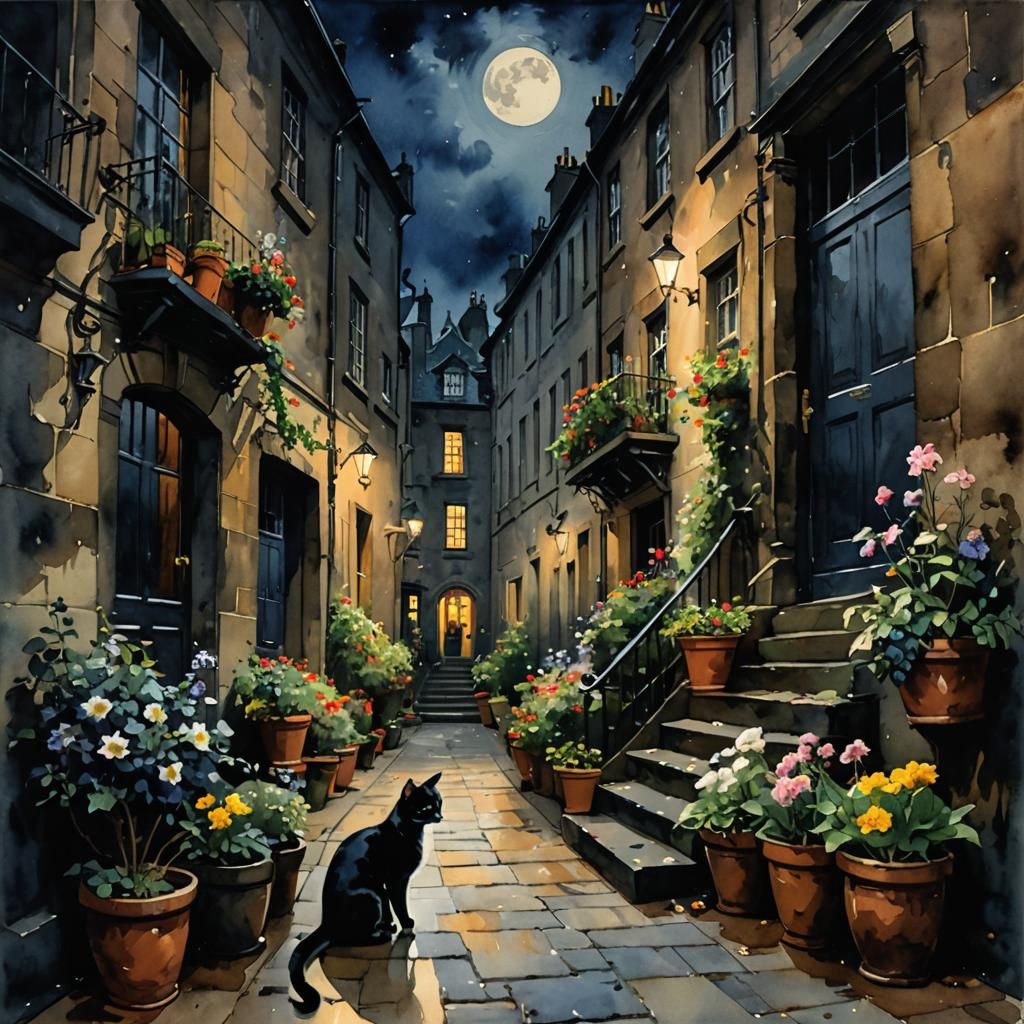 Kittens in Edinburgh: Sinister Aquarelle Painting