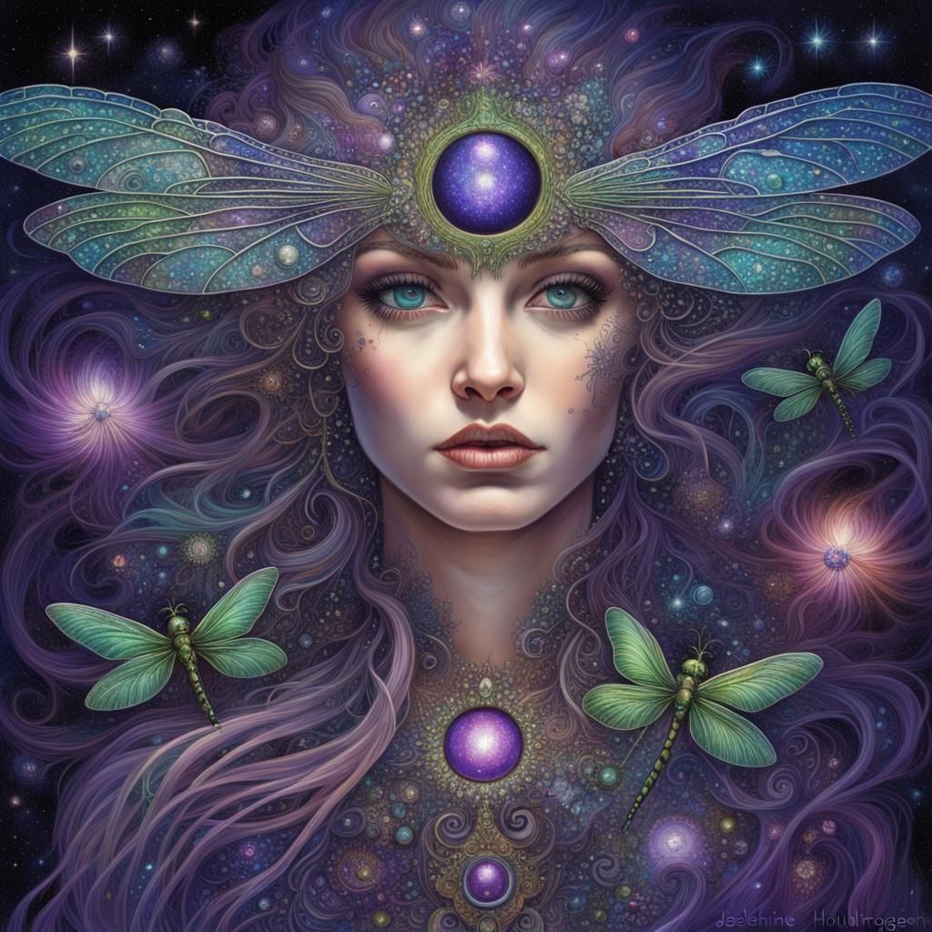 Dragonfly Eye Microcosm in Digital Painting Style