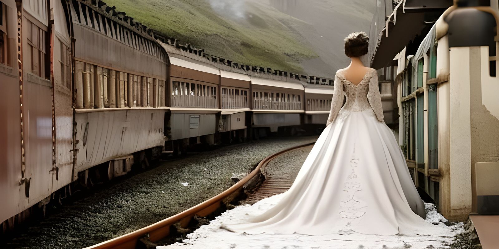 Steampunk Train Bride in Detailed Fantasy Art
