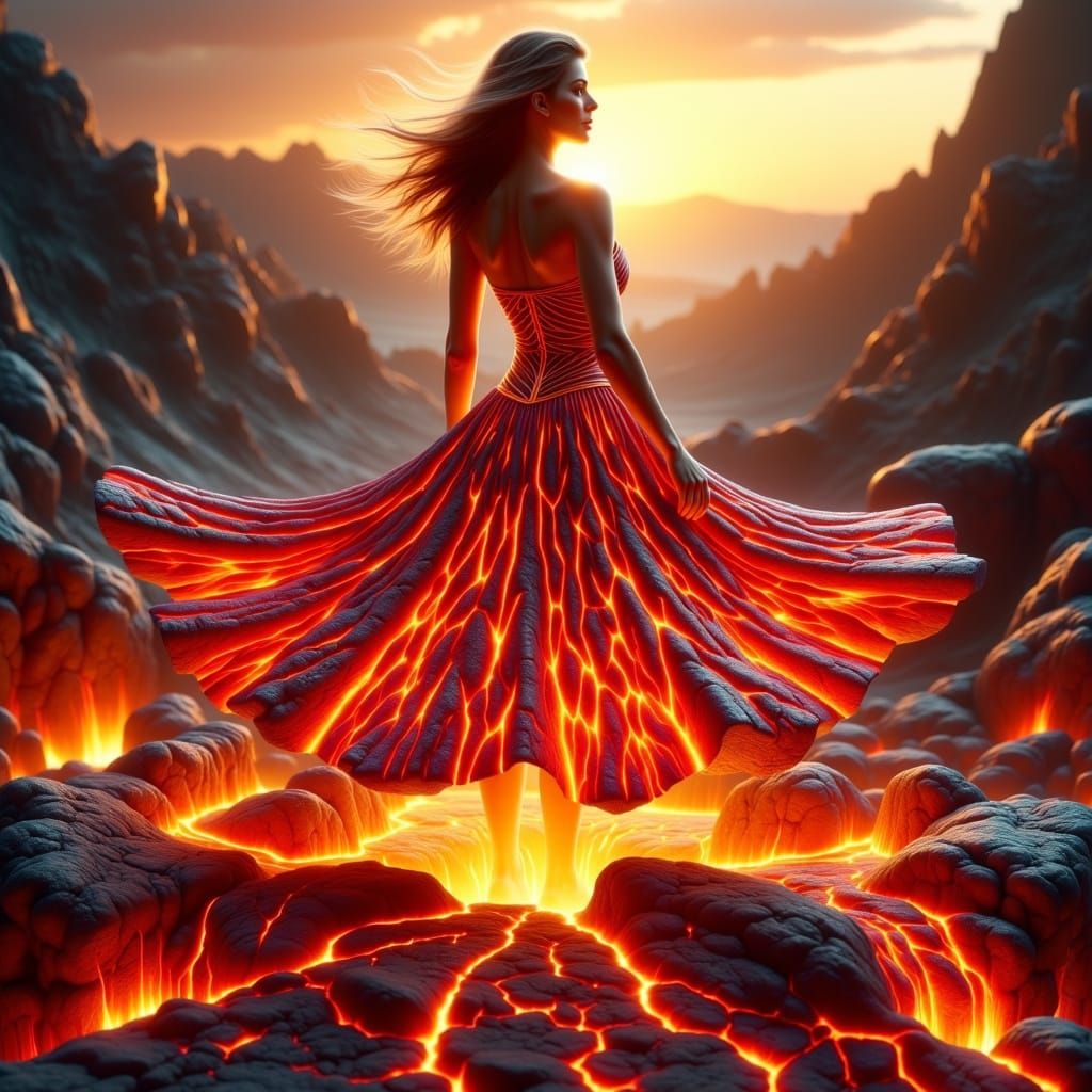 Sultry Goddess of Magma in Golden Hour